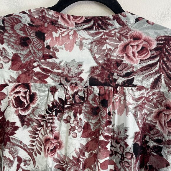 Cocomo Woman Plus 3X Floral Stretch Tunic Top Blouse Roll Tab Sleeve Shirt - Picture 10 of 11